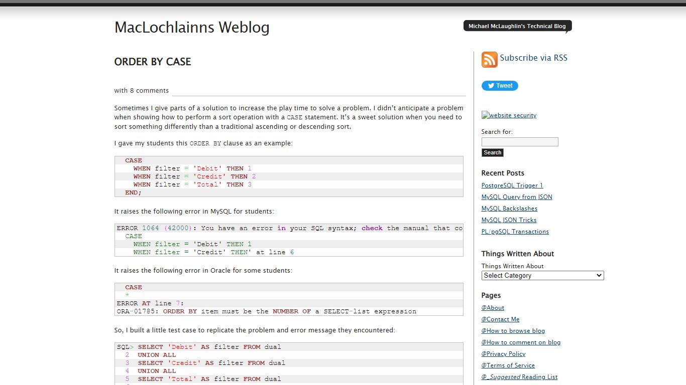 How to use CASE inside an ORDER BY clause - MacLochlainns Weblog