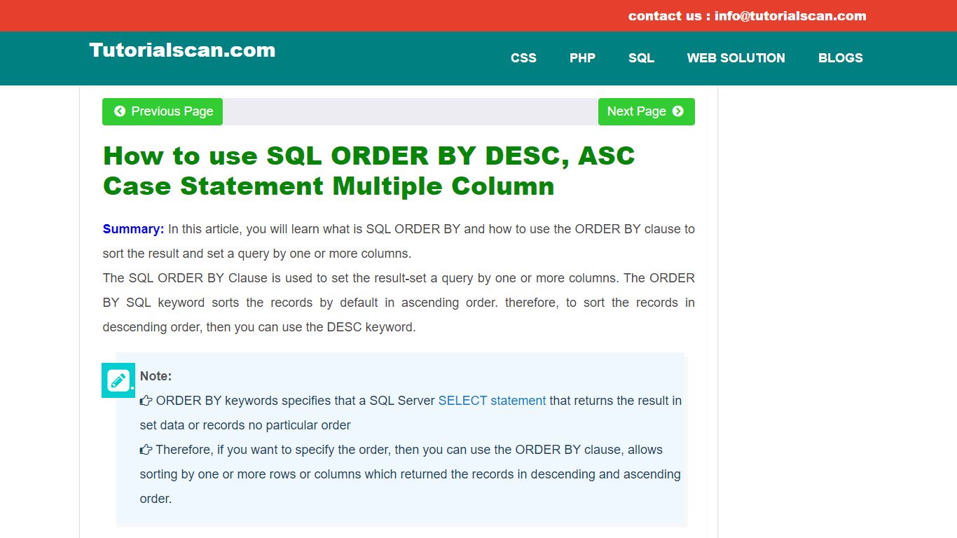 How to use SQL ORDER BY DESC, ASC Case Statement Multiple Column